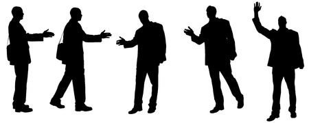 Vector silhouette of a man with a bag on a white background. のイラスト素材