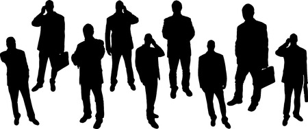 vector Silhouettes of businesspeople on a white background のイラスト素材