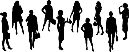 vector Silhouettes of businesspeople on a white background のイラスト素材