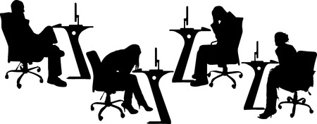 vector Silhouettes of businesspeople on a white background のイラスト素材