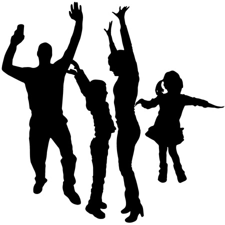 Vector silhouette dancing and entertainers with people.のイラスト素材