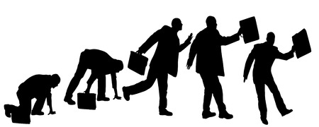 vector Silhouettes of businessmen with a briefcase running のイラスト素材