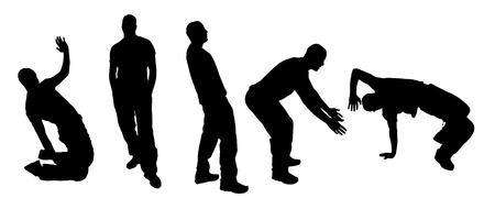 Vector silhouette dancing and entertainers with people.のイラスト素材