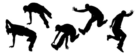 Vector silhouette dancing and entertainers with people.のイラスト素材