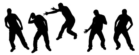 Vector silhouette dancing and entertainers with people.のイラスト素材