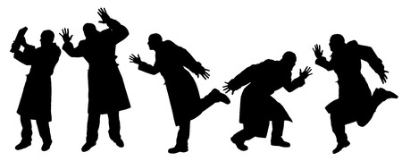 vector Silhouettes of businessman with a coatのイラスト素材