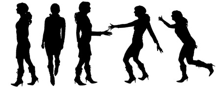 vector Silhouettes of people on a white background のイラスト素材