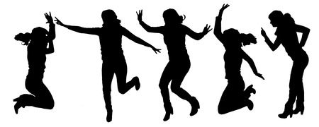 Vector silhouette dancing and entertainers with people.のイラスト素材