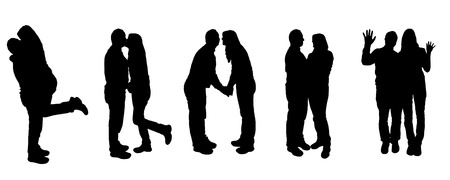 vector illustration with family silhouettes on a white background .のイラスト素材