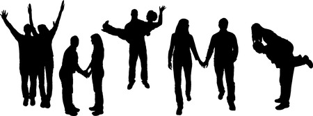 vector illustration with family silhouettes on a white background .のイラスト素材