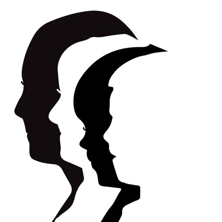 vector illustration with family silhouettes on a white background.のイラスト素材