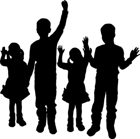 vector illustration with family silhouettes on a white background .のイラスト素材