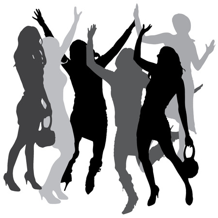 Vector silhouette of women who are having fun at the party.のイラスト素材