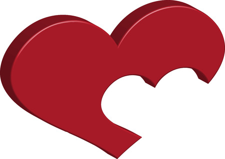 vector illustration of red heart on a white background.のイラスト素材