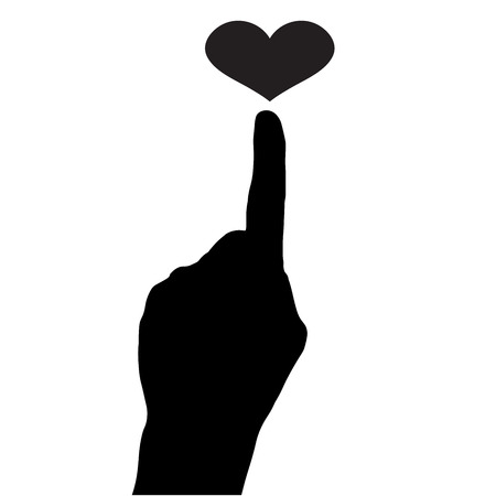 Vector illustration of heart as silhouettes on white backgroud.のイラスト素材