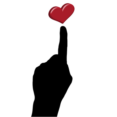 Vector illustration of heart as silhouettes on white backgroud.のイラスト素材