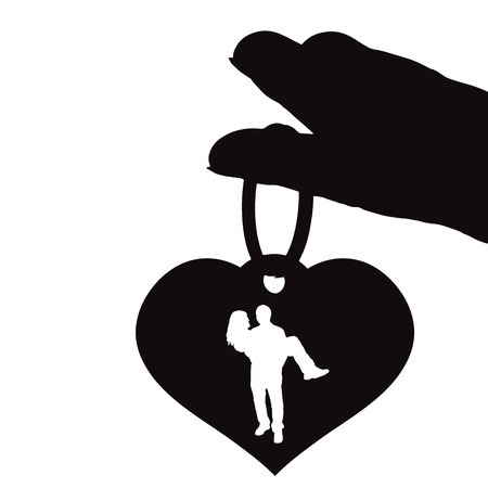 Vector illustrations black silhouettes of hearts on a white background.のイラスト素材