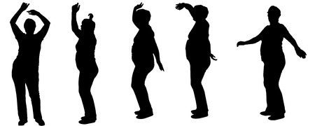 Vector silhouette of a old woman on a white background.のイラスト素材