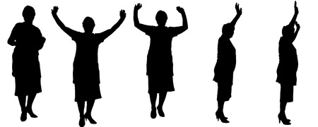 Vector silhouette of a old woman on a white background.のイラスト素材