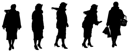 Vector silhouette of a old woman on a white background.のイラスト素材