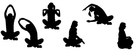 Vector silhouette of a woman who practices yoga on white background.
のイラスト素材