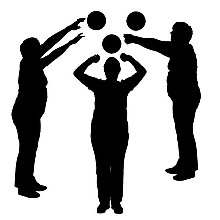 Vector silhouettes of women in sport on a white background. のイラスト素材