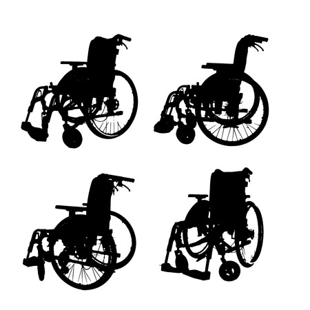 Vector silhouette of a wheelchair isolated on white のイラスト素材