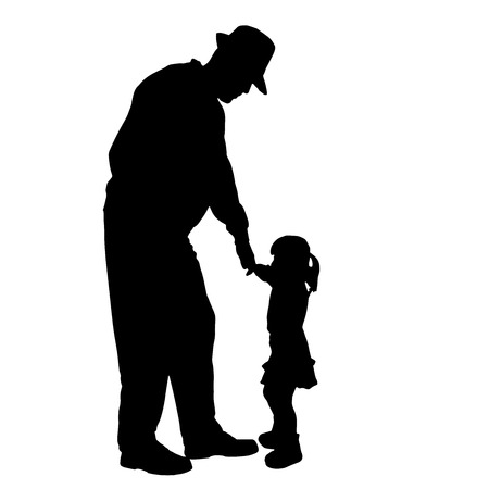 Vector silhouette of old people with a child isolated on white のイラスト素材