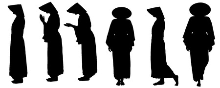 Vector silhouette of Chinese on white background. のイラスト素材