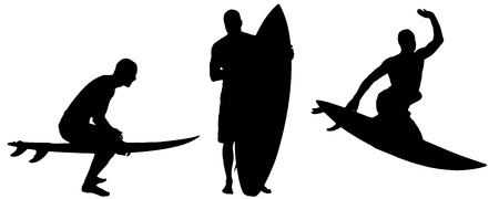 Vector silhouette of a man who surfs.のイラスト素材