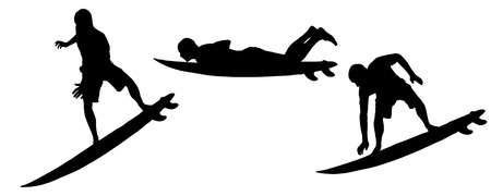 Vector silhouette of a man who surfs.のイラスト素材