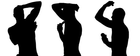 Vector silhouette of man in different situations.のイラスト素材