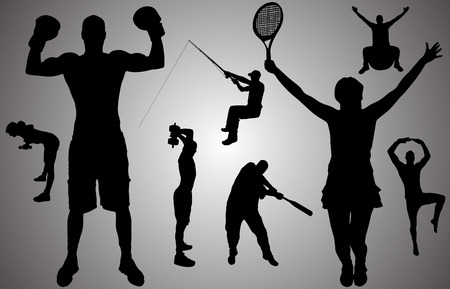Vector silhouette of people in various sports. のイラスト素材