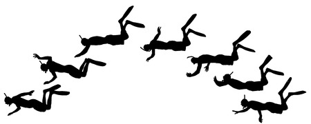 Vector silhouette of a diver on a white background. のイラスト素材