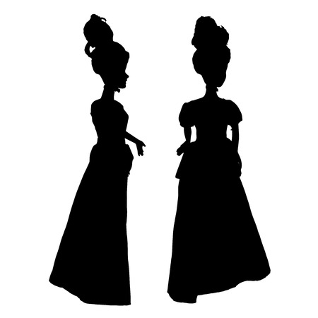 Vector silhouette of a princess on a white background. のイラスト素材