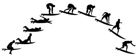 Vector silhouette of a people who surfs.のイラスト素材