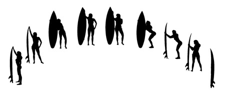 Vector silhouette of a people who surfs.のイラスト素材
