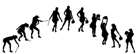 Vector silhouette of a woman working with tools on a white background.のイラスト素材