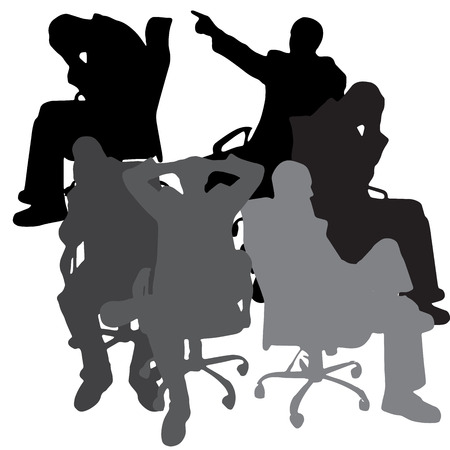 Vector silhouette of a man who is sitting on a chair on a white background. のイラスト素材
