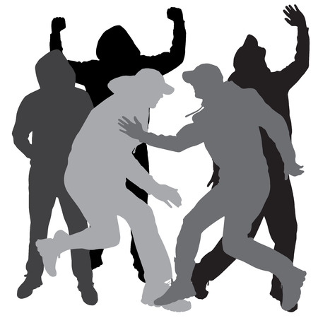 Vector silhouette of a man who dance on a white background. のイラスト素材