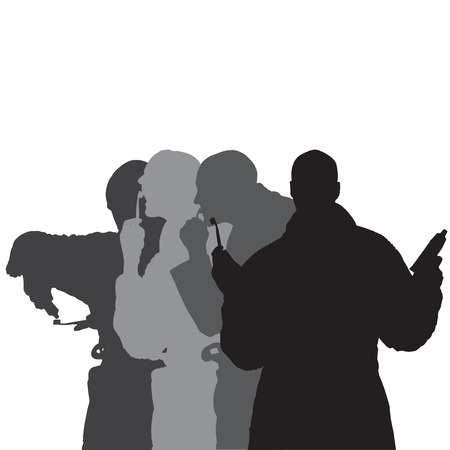 Vector silhouette of people in different situations.のイラスト素材
