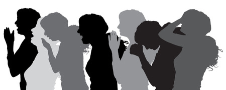 Vector silhouette of people in different situations.のイラスト素材