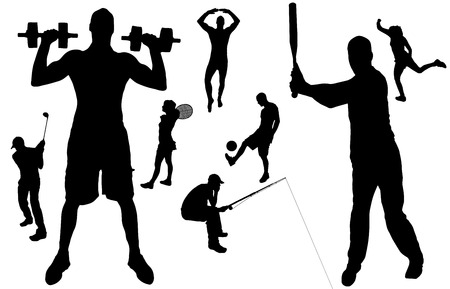 Vector silhouette of people in various sports. のイラスト素材