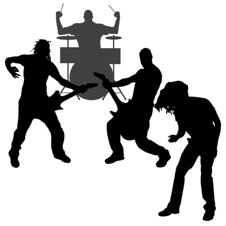 Vector musicians silhouette on a white background. のイラスト素材
