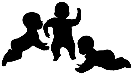Vector silhouette of a toddler on a white background. のイラスト素材