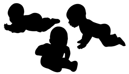 Vector silhouette of a toddler on a white background. のイラスト素材