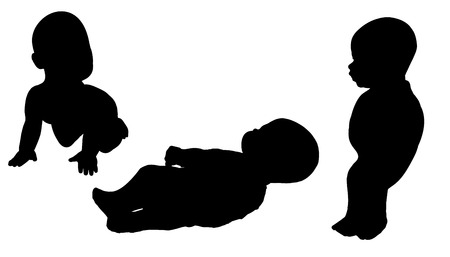 Vector silhouette of a toddler on a white background. のイラスト素材