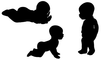 Vector silhouette of a toddler on a white background. のイラスト素材