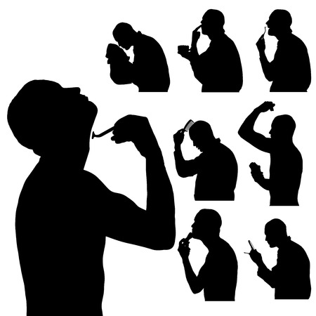 Vector silhouette of people in different situations.のイラスト素材