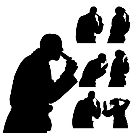 Vector silhouette of people in different situations.のイラスト素材